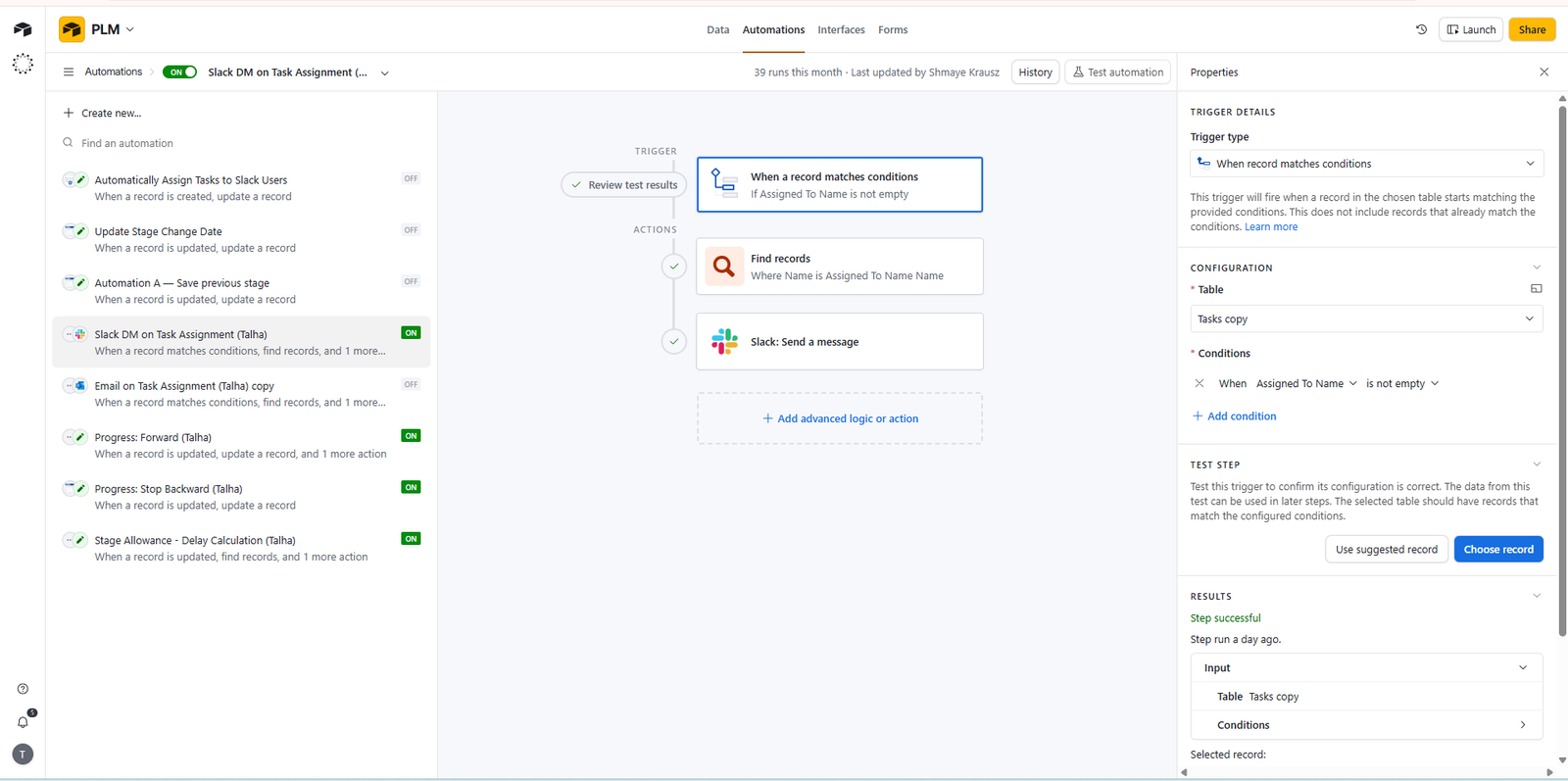 Airtable automation configuration